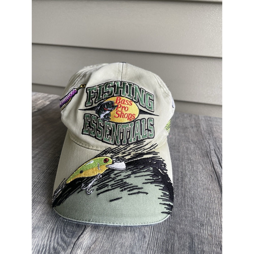 Vintage Bass Pro Shops Fishing Essentials Embroidered Lures Baseball Hat Cap